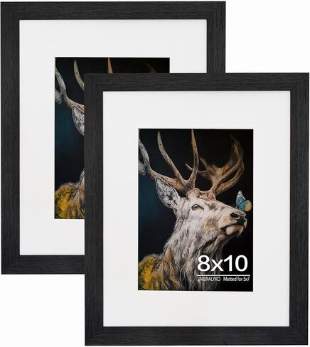 إطار صورة مقاس 5x7، إطارات صور من الخشب الصلب مع زجاج شبكي، عرض 4x6 مع حصيرة أو 5x7 بدون حصيرة، إطار صورة لعرض الطاولة والجدار، حزمة واحدة، أسود in Kuwait
