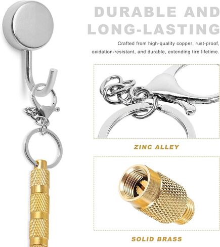 Tire Deflator, 4 in 1 Brass Tire Air Pressure Deflation Valve Kit with Keychain & Valve Caps, Portable Tyre Pressure Relief Device Air Down Tools for Offroad Vehicles in Kuwait