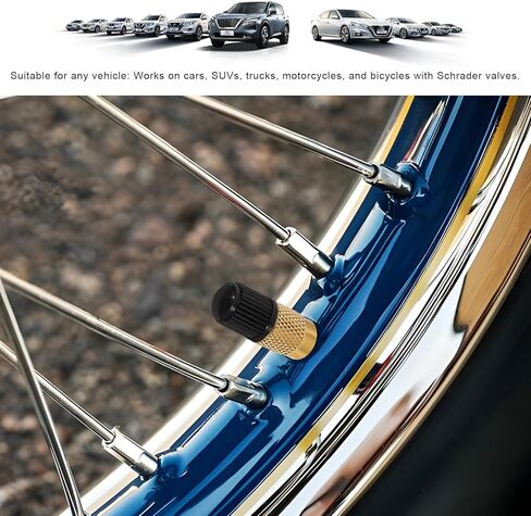 Tire Deflator, 4 in 1 Brass Tire Air Pressure Deflation Valve Kit with Keychain & Valve Caps, Portable Tyre Pressure Relief Device Air Down Tools for Offroad Vehicles in Kuwait