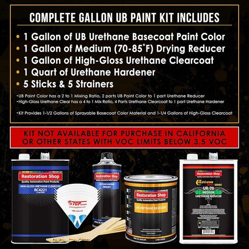 Restoration Shop - Marine Blue Urethane Basecoat with Clearcoat Auto Paint - Complete Medium Gallon Paint Kit - Professional High Gloss Automotive, Car, Truck Refinish Coating in Kuwait