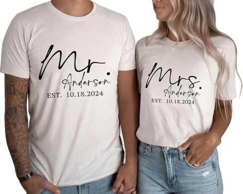 Personalized Mr and Mrs Shirts, Bride Groom Shirt, Hubby Wifey Shirt, Bride Tshirts, Just Married Shirts, Wedding Gifts in Saudi Arabia