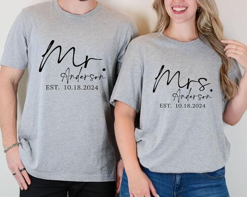 Personalized Mr and Mrs Shirts, Bride Groom Shirt, Hubby Wifey Shirt, Bride Tshirts, Just Married Shirts, Wedding Gifts in Saudi Arabia