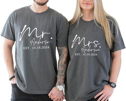 Personalized Mr and Mrs Shirts, Bride Groom Shirt, Hubby Wifey Shirt, Bride Tshirts, Just Married Shirts, Wedding Gifts in Saudi Arabia