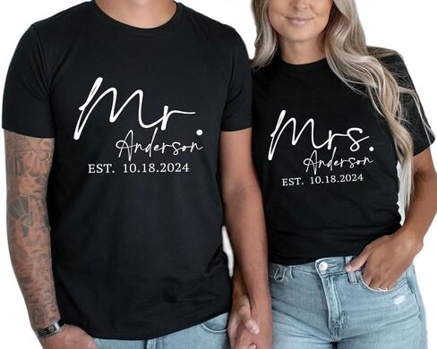 Personalized Mr and Mrs Shirts, Bride Groom Shirt, Hubby Wifey Shirt, Bride Tshirts, Just Married Shirts, Wedding Gifts in Saudi Arabia