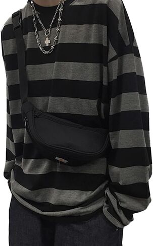 Unisex Harajuku Oversized Stripe T Shirts Long Sleeve Crew Neck Casual Y2K Emo Grunge Streetwear Pullover in Saudi Arabia