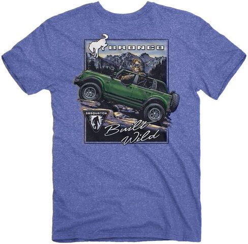 تي شيرت فورد برونكو بأكمام قصيرة، ملكي | كلاسيك برونكو، تصميم ساسكواتش | نسيج بولي قطن in Kuwait