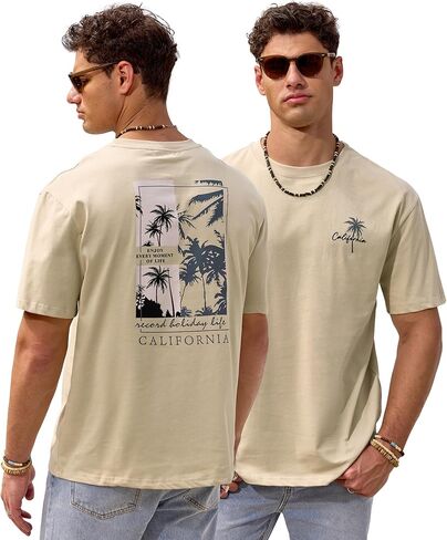 Mens Graphic T-Shirts Cotton Loose Fit Summer Crew Neck Short Sleeve Tee (S-XXL) in Saudi Arabia