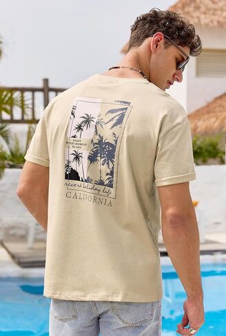 Mens Graphic T-Shirts Cotton Loose Fit Summer Crew Neck Short Sleeve Tee (S-XXL) in Saudi Arabia