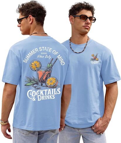Mens Graphic T-Shirts Cotton Loose Fit Summer Crew Neck Short Sleeve Tee (S-XXL) in Saudi Arabia