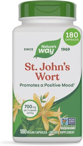 Nature's Way Premium St. John’s Wort Herb, Promotes A Positive Outlook*, 700 mg per serving, 180 Vegan Capsules in Kuwait