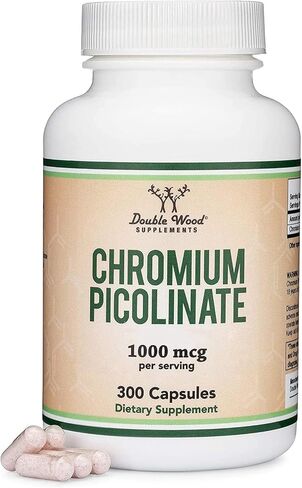 Chromium Picolinate 1000mcg for Healthy Weight Management (High Absorption and Bioavailability) (300 Vegan Safe Capsules, Non-GMO, Gluten Free, Manufactured in The USA) by Double Wood Supplements in Kuwait