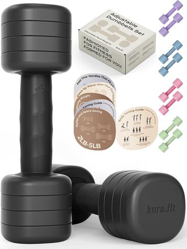 Adjustable Dumbbell Set｜2LB 3LB 4LB 5LB Light Hand Weights for Women｜One-Twist Weight Adjustment｜Non-Slip Curved Grip Handle｜Free Weights for Home Gym, Rehab, Pilates, Yoga, Strength Training in Saudi Arabia