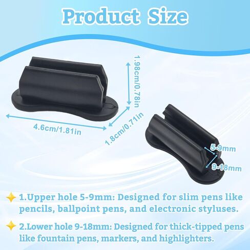 25 Pcs Adhesive Pen Holder, Upgraded Pen Holder for Desk Slicone Holder Marker Holder for Classroom Clipboard Wall Teacher Supplies School Office Desk Accessories（Black） in Kuwait