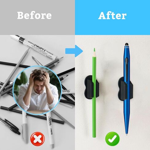 25 Pcs Adhesive Pen Holder, Upgraded Pen Holder for Desk Slicone Holder Marker Holder for Classroom Clipboard Wall Teacher Supplies School Office Desk Accessories（Black） in Kuwait