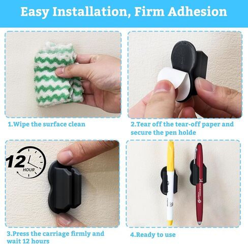 25 Pcs Adhesive Pen Holder, Upgraded Pen Holder for Desk Slicone Holder Marker Holder for Classroom Clipboard Wall Teacher Supplies School Office Desk Accessories（Black） in Kuwait