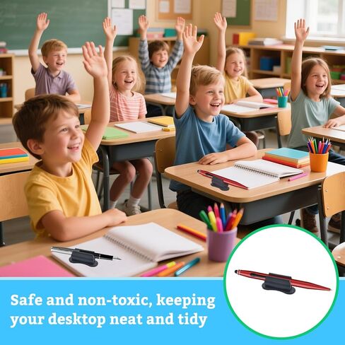 25 Pcs Adhesive Pen Holder, Upgraded Pen Holder for Desk Slicone Holder Marker Holder for Classroom Clipboard Wall Teacher Supplies School Office Desk Accessories（Black） in Kuwait