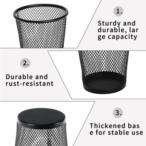 3 Pack Pen Holder for Desk, Mesh Pencil Holder for Desk Organizer, Metal Wire Pen Cup, Black Marker Storage & Makeup Brush Holders, Large Capacity Office Desk Accessories & Supplies in Saudi Arabia