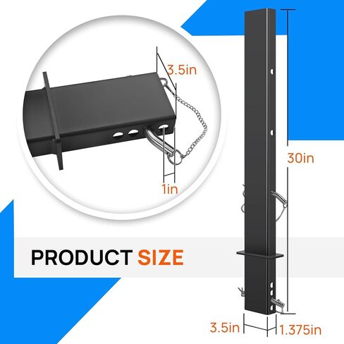 30 in 4 Pcs Adjustable C Channel Pipe Stake for Flatbed Trailer Hauler with Anti-Loss Cord, Flatbed Trailer Stake Pocket D Ring,Trailer Stake Side Rail Black in Kuwait