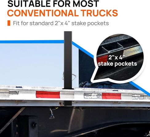 30 in 4 Pcs Adjustable C Channel Pipe Stake for Flatbed Trailer Hauler with Anti-Loss Cord, Flatbed Trailer Stake Pocket D Ring,Trailer Stake Side Rail Black in Kuwait