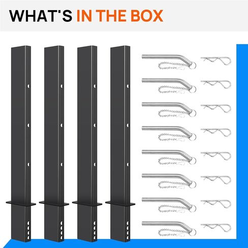 30 in 4 Pcs Adjustable C Channel Pipe Stake for Flatbed Trailer Hauler with Anti-Loss Cord, Flatbed Trailer Stake Pocket D Ring,Trailer Stake Side Rail Black in Kuwait