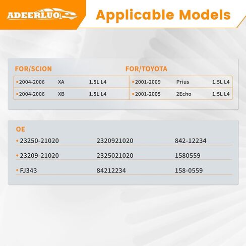 حاقن الوقود يناسب/تويوتا بريوس 2001-2009 صدى 2001-2005 ، ل/سليل xA xB 2004 2005 2006 1.5L L4 OE 23250-21020 23209-21020 FJ343 842-12234 158-0559 4 قطعة in Kuwait