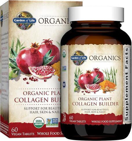 Garden of Life Vegan Collagen Builder - Organic Plant Collagen Beauty Booster - Silica & Biotin for Hair, Skin, Nails and Joint Support – No Added Sugar, 60 Tablets, mykind Organics Supplements in Saudi Arabia