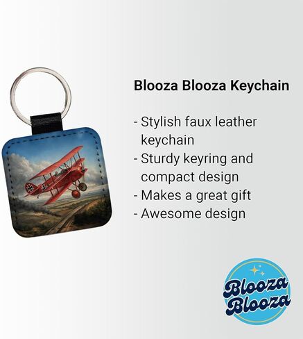 Red Baron's WWI Fokker Triplane Square Faux Leather Keychain in Kuwait