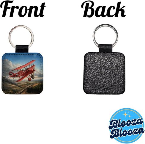 Red Baron's WWI Fokker Triplane Square Faux Leather Keychain in Kuwait