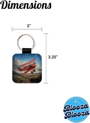 Red Baron's WWI Fokker Triplane Square Faux Leather Keychain in Kuwait