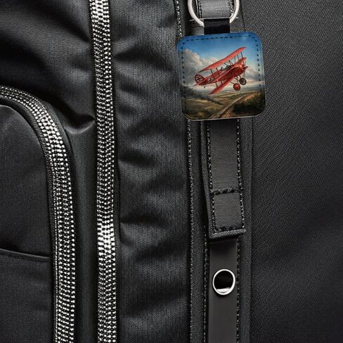 Red Baron's WWI Fokker Triplane Square Faux Leather Keychain in Kuwait