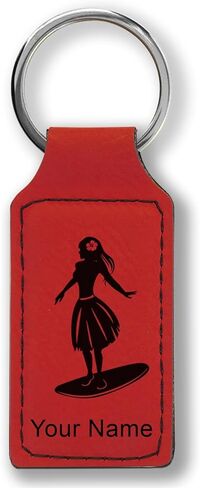 LaserGram Rectangle Keychain, Hawaiian Surfer Girl, Personalized Engraving Included in Saudi Arabia