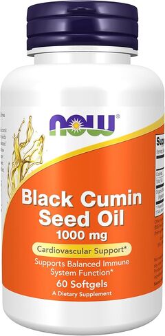 NOW Supplements, Black Cumin Seed Oil, 1,000 mg, Cardiovascular Support*, 60 Softgels in Kuwait