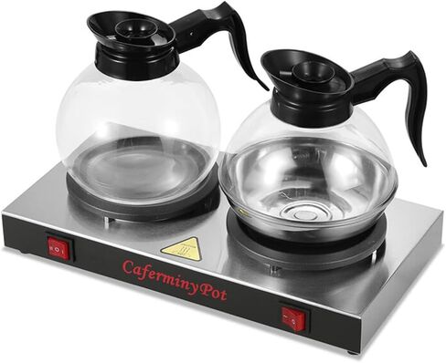 Double Coffee Warmer, Portable Coffee Pot Warmer with Double Hot Plate, Stainless Steel Standard Decanter Warmer, for Cafe Break Room (US Plug AC110V 15A) in Saudi Arabia