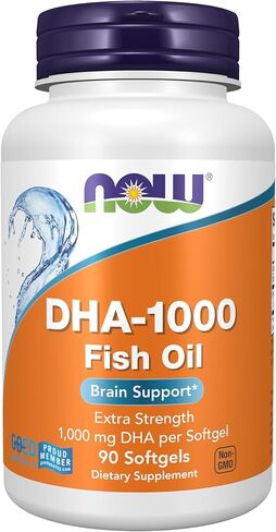 ناو مكملات غذائية، دي اتش ايه 1000 لدعم الدماغ، قوة اضافية، 1000 ملغ دي اتش ايه، 90 كبسولة جيلاتينية in Saudi Arabia