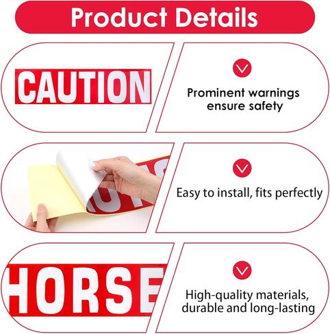 4 قطع من ملصقات ملصقات مقطورة الخيول الحذرة - علامات تحذير مساعدة للمقطورة العاكسة لمقطورات الخيول ذات الرؤية العالية 16 بوصة × 4 بوصة لعشاق الفروسية والاستعداد للسفر على الطرق in Kuwait