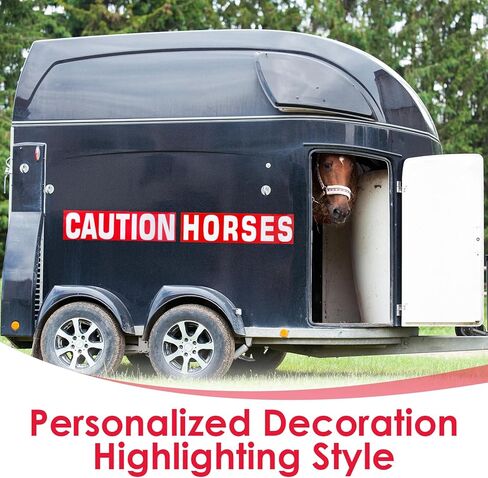 4 قطع من ملصقات ملصقات مقطورة الخيول الحذرة - علامات تحذير مساعدة للمقطورة العاكسة لمقطورات الخيول ذات الرؤية العالية 16 بوصة × 4 بوصة لعشاق الفروسية والاستعداد للسفر على الطرق in Kuwait