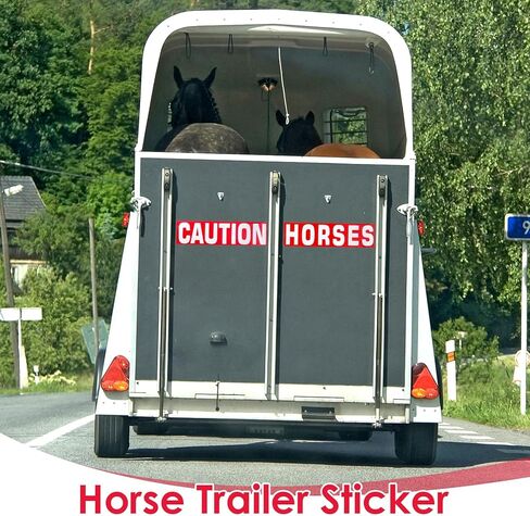 4 قطع من ملصقات ملصقات مقطورة الخيول الحذرة - علامات تحذير مساعدة للمقطورة العاكسة لمقطورات الخيول ذات الرؤية العالية 16 بوصة × 4 بوصة لعشاق الفروسية والاستعداد للسفر على الطرق in Kuwait