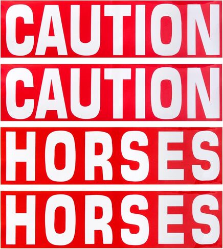 4 قطع من ملصقات ملصقات مقطورة الخيول الحذرة - علامات تحذير مساعدة للمقطورة العاكسة لمقطورات الخيول ذات الرؤية العالية 16 بوصة × 4 بوصة لعشاق الفروسية والاستعداد للسفر على الطرق in Kuwait