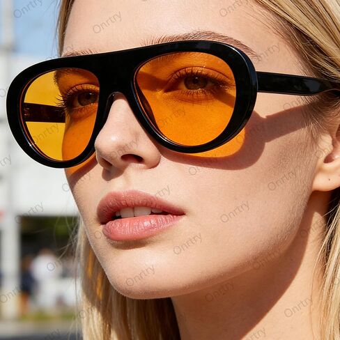 نظارات شمسية Onrtry Retro Aviator للنساء أنيقة من السبعينيات، نظارات شمسية كلاسيكية للحماية من الأشعة فوق البنفسجية in Kuwait