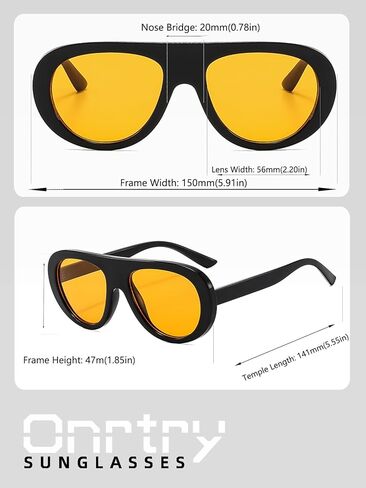 نظارات شمسية Onrtry Retro Aviator للنساء أنيقة من السبعينيات، نظارات شمسية كلاسيكية للحماية من الأشعة فوق البنفسجية in Kuwait