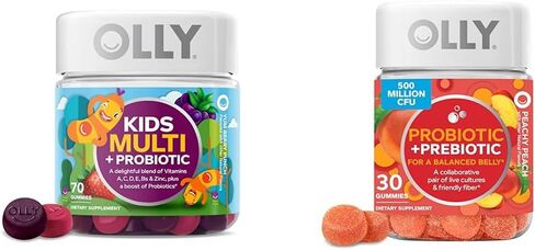 فيتامينات متعددة للأطفال من أولي + صمغ بروبيوتيك، دعم الجهاز الهضمي والمناعي، فيتامينات أ، د، ج، هـ، ب، زنك، مكمل غذائي للأطفال قابل للمضغ، توت، كمية تكفي 50 يومًا - 100 قطعة (عبوة من قطعة واحدة) in Kuwait