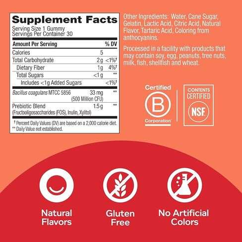 فيتامينات متعددة للأطفال من أولي + صمغ بروبيوتيك، دعم الجهاز الهضمي والمناعي، فيتامينات أ، د، ج، هـ، ب، زنك، مكمل غذائي للأطفال قابل للمضغ، توت، كمية تكفي 50 يومًا - 100 قطعة (عبوة من قطعة واحدة) in Kuwait