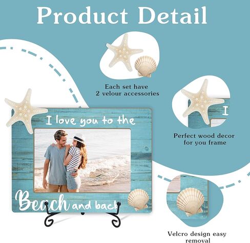 3D Beach Picture Wooden Frame With Iron Holder, Coastal Ocean Photo Frame, Photo Holder for Rustic Home Decor, Housewarming, Birthday, Present for Beach Lovers (For 4x6 Photo) in Saudi Arabia