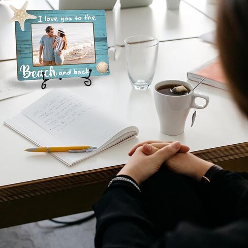 3D Beach Picture Wooden Frame With Iron Holder, Coastal Ocean Photo Frame, Photo Holder for Rustic Home Decor, Housewarming, Birthday, Present for Beach Lovers (For 4x6 Photo) in Saudi Arabia