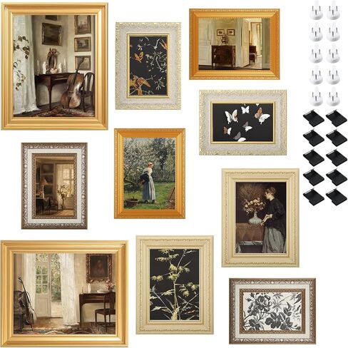 10 Pack Vintage Picture Frames for Wall or Tabletop Display Ornate Vintage Picture Frames Vintage Wall Art for Gallery Bedroom Living Room Antique Photo Frame for Wall Décor in Kuwait