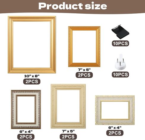10 Pack Vintage Picture Frames for Wall or Tabletop Display Ornate Vintage Picture Frames Vintage Wall Art for Gallery Bedroom Living Room Antique Photo Frame for Wall Décor in Kuwait