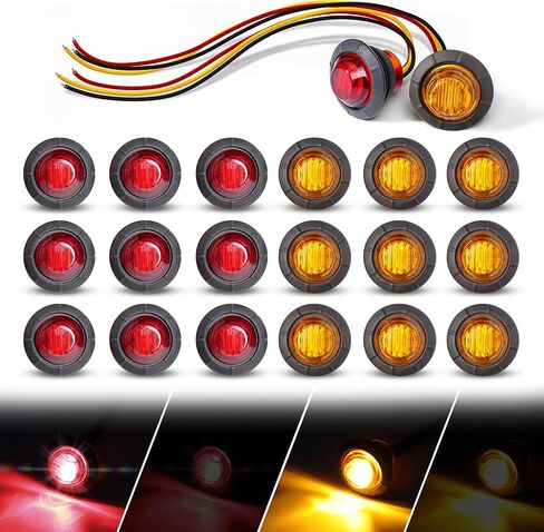 MADCATZ 10 Pcs 3/4" Strobe+Marker Dual Function Mini Round Red 3LED Lights 3 Wire Flush Mount Side Marker for Trailer, Boat, RV, Truck – 12V Upgrade Version in Saudi Arabia