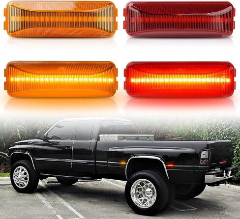 Bestview LED Dually Side Marker Lights for 1994-2002 Dodge Ram 2500 3500, Amber＆Red Front&Rear Wheel Bed Marker Bumper Fender Lamp Assembly Kit accessories，Smoke Lens (Pack of 4) in Saudi Arabia