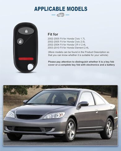 ECCPP 3 Buttons Keyless Entry Remote Key Fob Replace Part Number OUCG8D-344H-A 02-10 Compatible with H onda Civic CR-V Element 2003 for Honda Element (Pack of 1) in Saudi Arabia