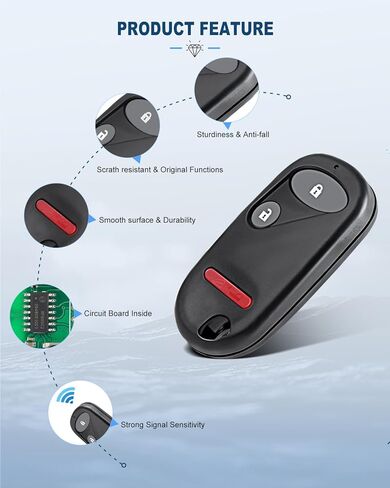ECCPP 3 Buttons Keyless Entry Remote Key Fob Replace Part Number OUCG8D-344H-A 02-10 Compatible with H onda Civic CR-V Element 2003 for Honda Element (Pack of 1) in Saudi Arabia